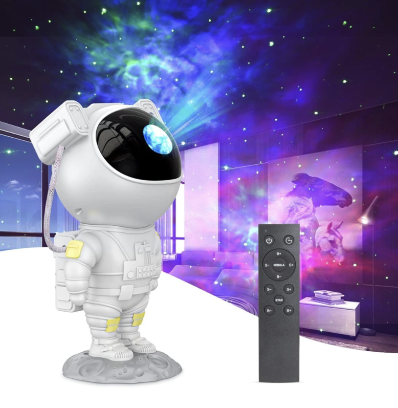 Lampa LED cu Proiector Galaxy Astronaut Sky Alb, Telecomanda, Cap Magnetic si Design Reglabil 360°, Temporizare, Brate Mobile