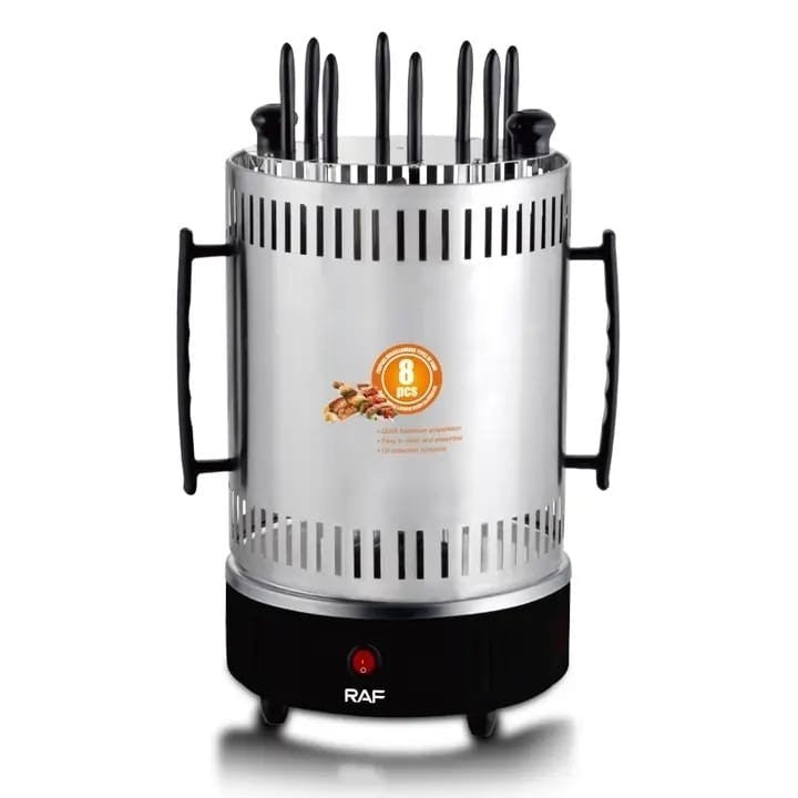 Grătar Electric Vertical RAF R.8628 – 1500W, 11 Frigărui Rotative, Gătit Rapid și Ușor