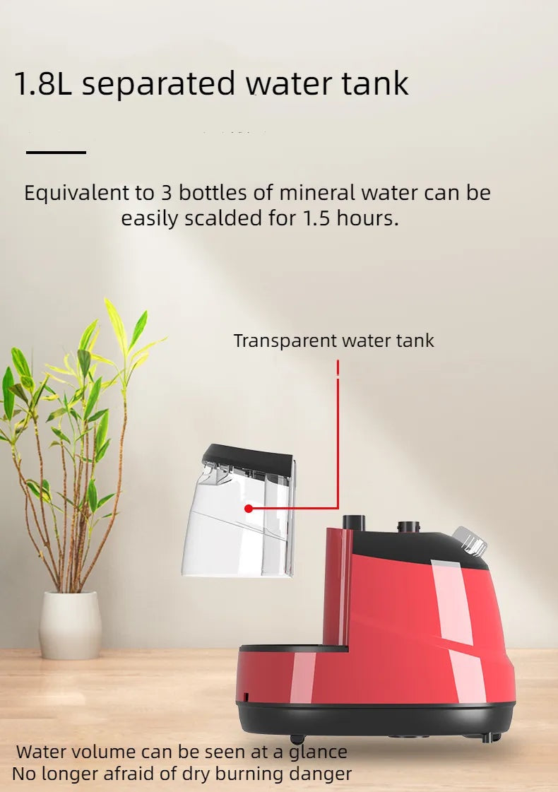 Aparat de Calcat cu Abur Vertical HOFFMANS 2 in 1 , 2000W, Profesional, Portabil, cu Masa de Calcat - Rosu