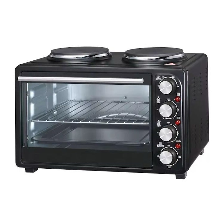 Cuptor si Plita Electrica Hoffmans - 55L, 2000W + 1600W, Aer Cald, 2 Plite, Termostat Reglabil, HM-753