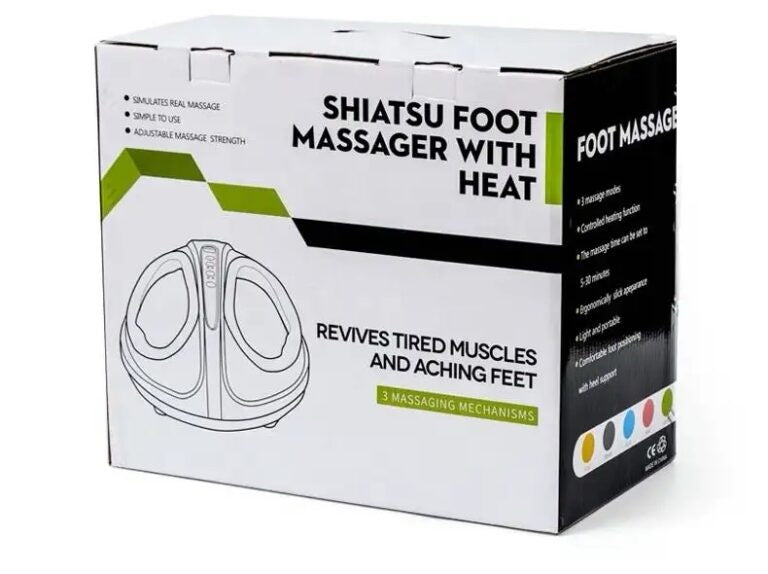 Aparat de masaj Shiatsu pentru picioare, 3 trepte intensitate, functie de incalzire, timer 5-30min, presoterapie cu incalzire