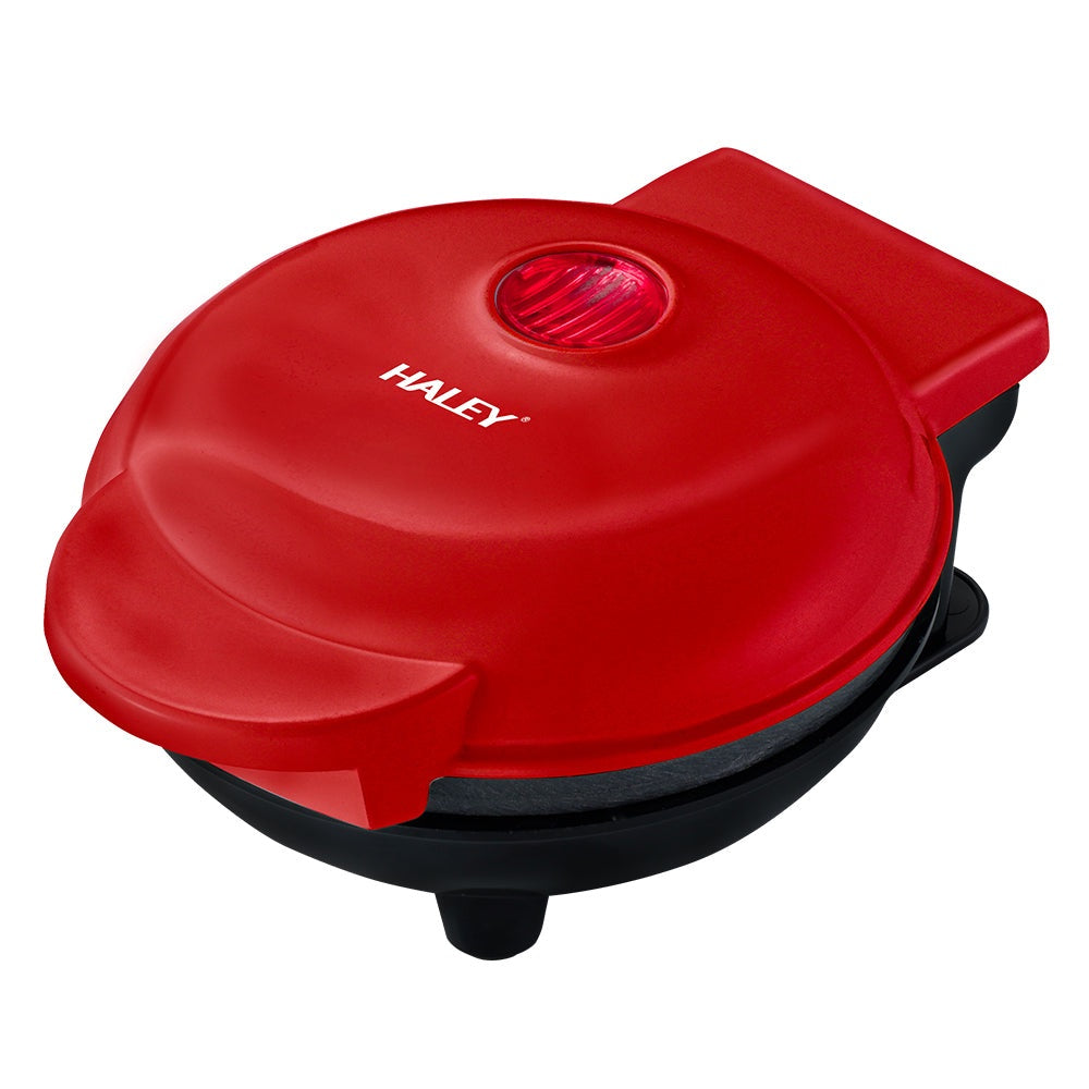 Aparat Mini Waffe HALEY, 800W, Plăci Antiaderente, Indicator Luminos, Design Compact, Roșu