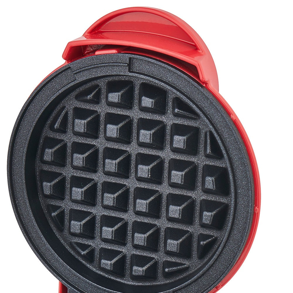 Aparat Mini Waffe HALEY, 800W, Plăci Antiaderente, Indicator Luminos, Design Compact, Roșu