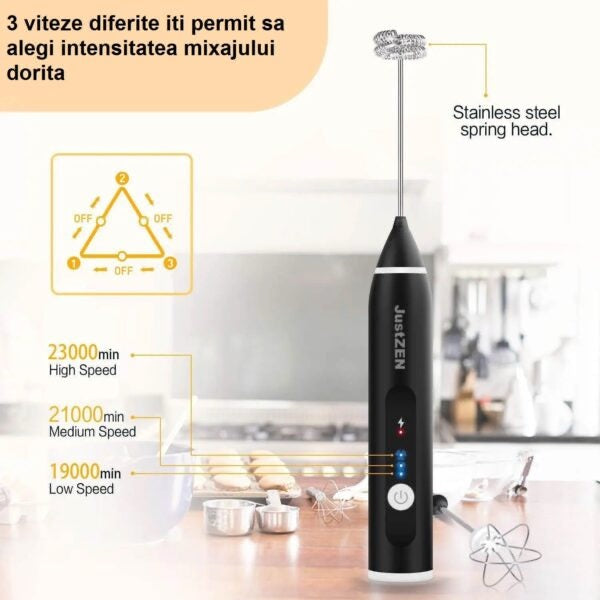 Mixer pentru spuma de lapte, cafea, oua, caffe latte, ciocolata calda, cappuccino cu suport