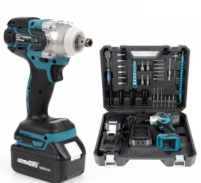 Cheie de Impact- Masina de Insurubat LETHMANN , 550Nm, 43 de Accesorii, 2 Acumulatori 48V si Valiza