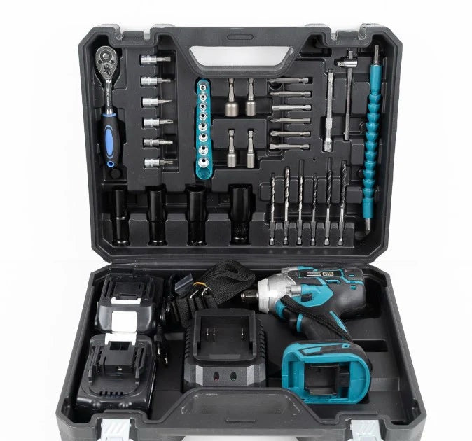 Cheie de Impact- Masina de Insurubat LETHMANN , 550Nm, 43 de Accesorii, 2 Acumulatori 48V si Valiza