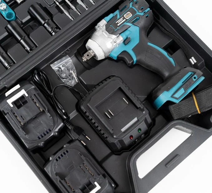 Cheie de Impact- Masina de Insurubat LETHMANN , 550Nm, 43 de Accesorii, 2 Acumulatori 48V si Valiza