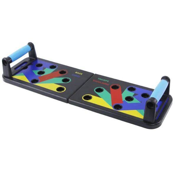 Placa cu manere pentru flotari multifunctionala Genius Fit, 4 grupe muschi, 4 culori, 60 x 20 cm