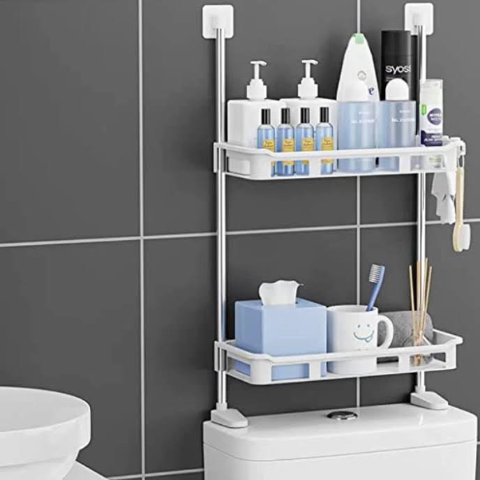 Suport de depozitare multifuncțional pentru toaleta sau bucatarie, 2 polite